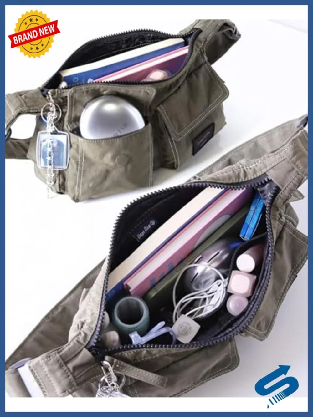 Small Cargo Shoulder Bag, Hobo Satchel with Adjustable Strap